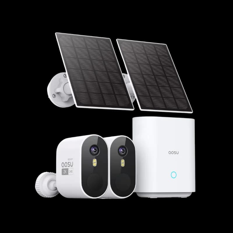 مجموعة 2 كاميرا AOSU طاقة شمسية بدقة 3 ميجابكسل