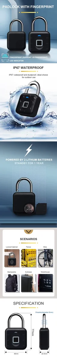 قفل باب سمارت صغير تويا بصمه padlock - 13