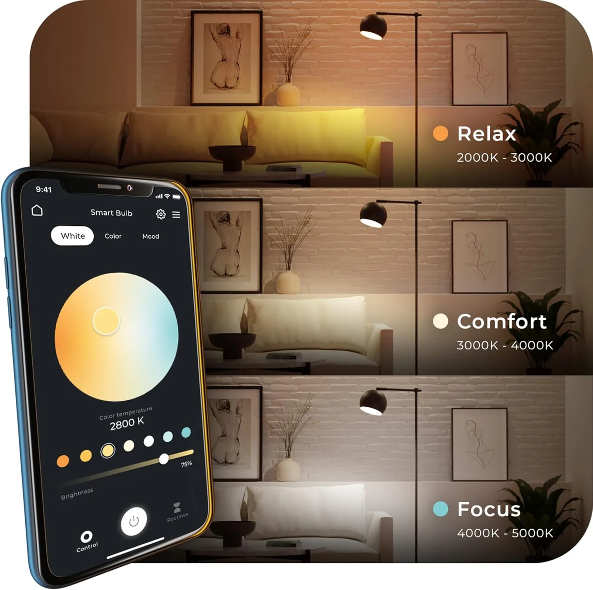 مصباح rgbcct سمارت 9 واط tuya بلوتوث - 3