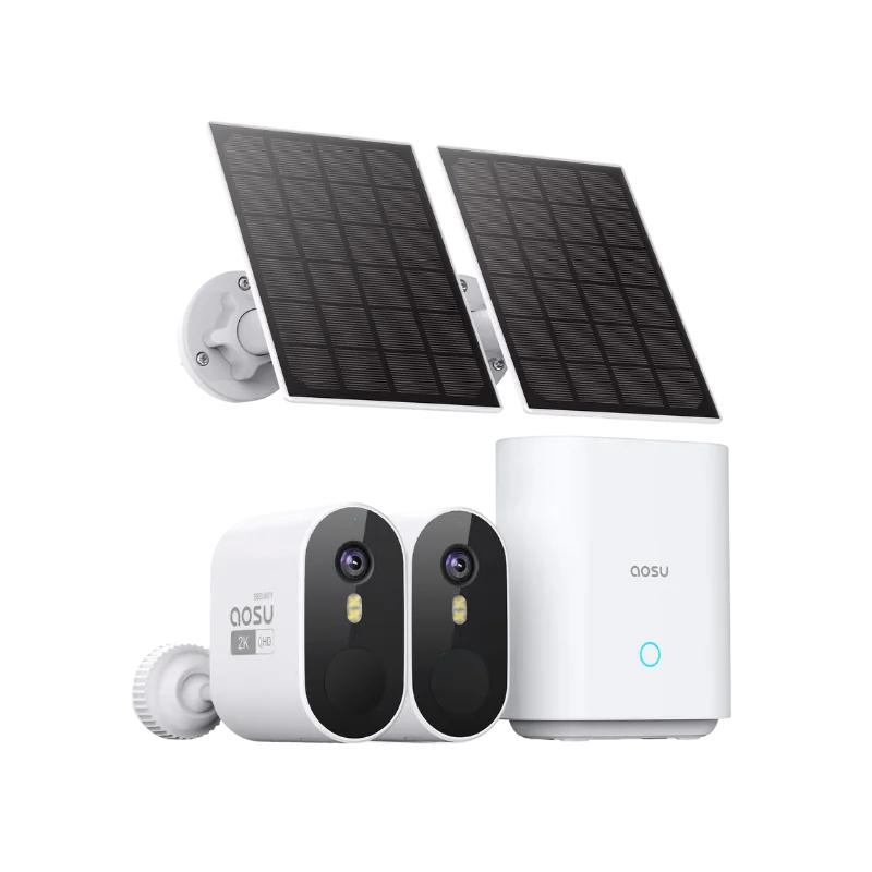 مجموعة 2 كاميرا AOSU طاقة شمسية بدقة 3 ميجابكسل