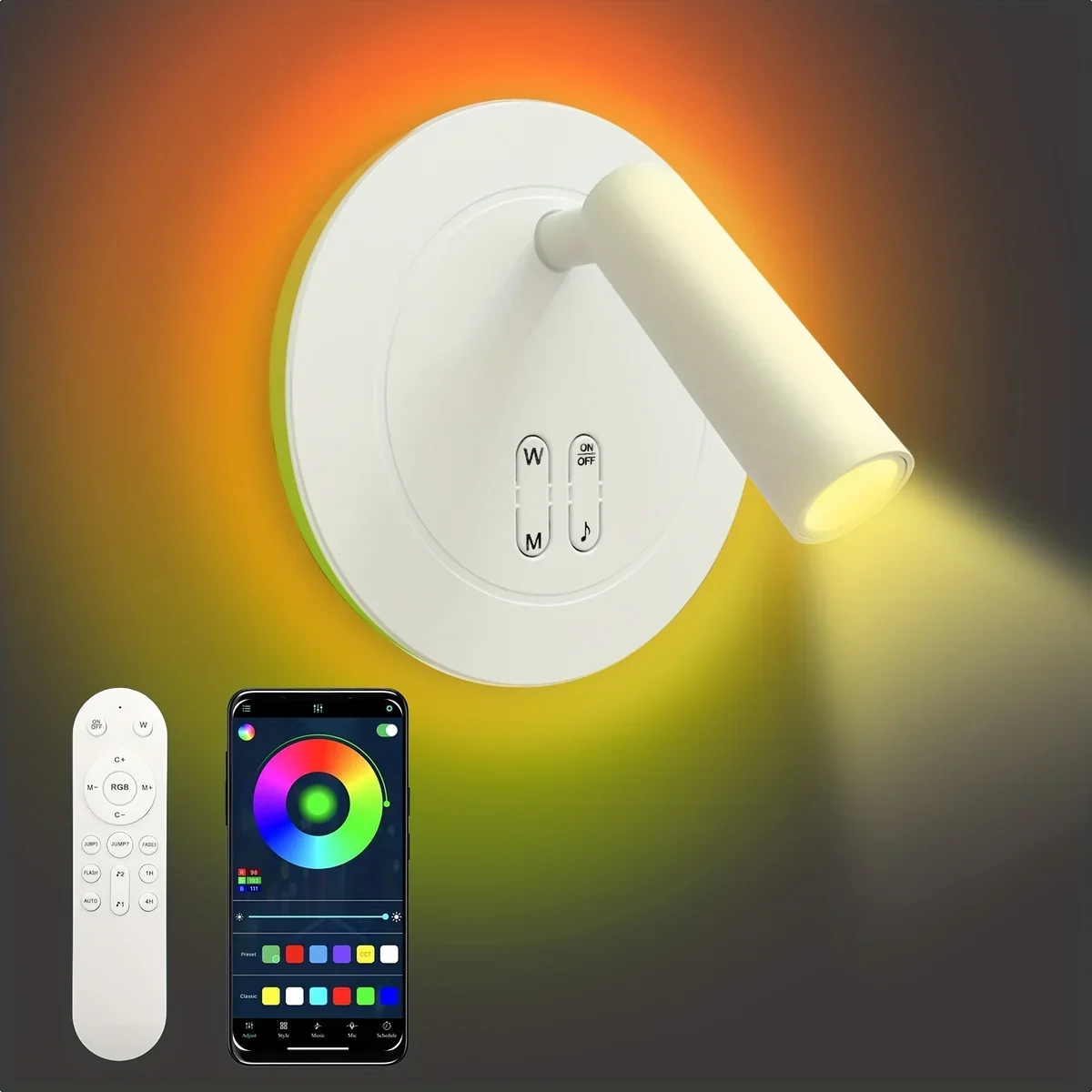 لد جداري شكل دائري اناره RGB مع سبوط لايت اناره شمسي سمارت 