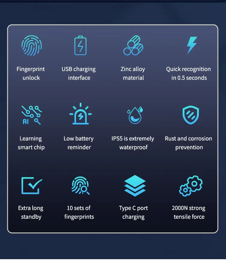 قفل باب سمارت صغير تويا بصمه padlock - 3