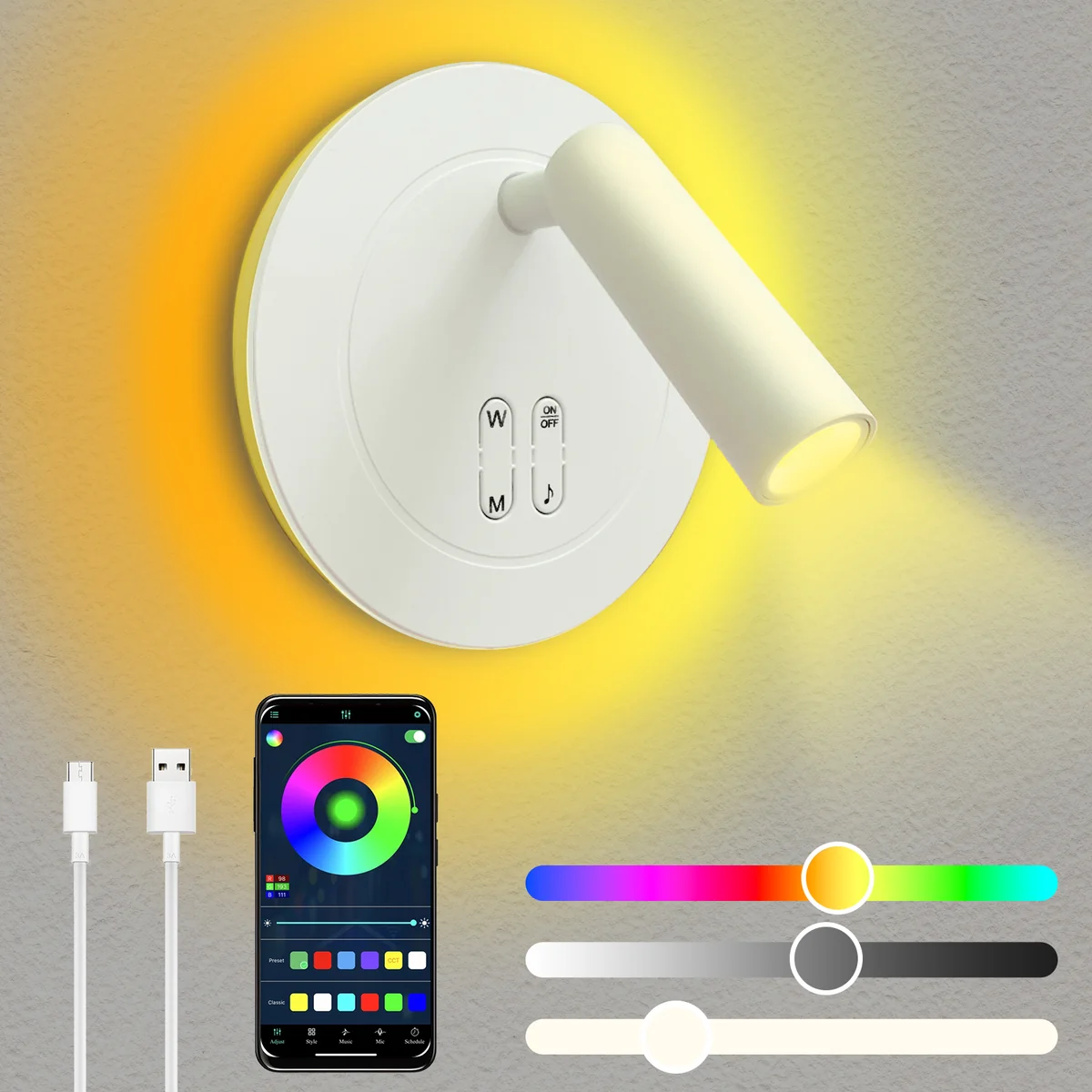 لد جداري شكل دائري اناره RGB مع سبوط لايت اناره شمسي سمارت  - 3