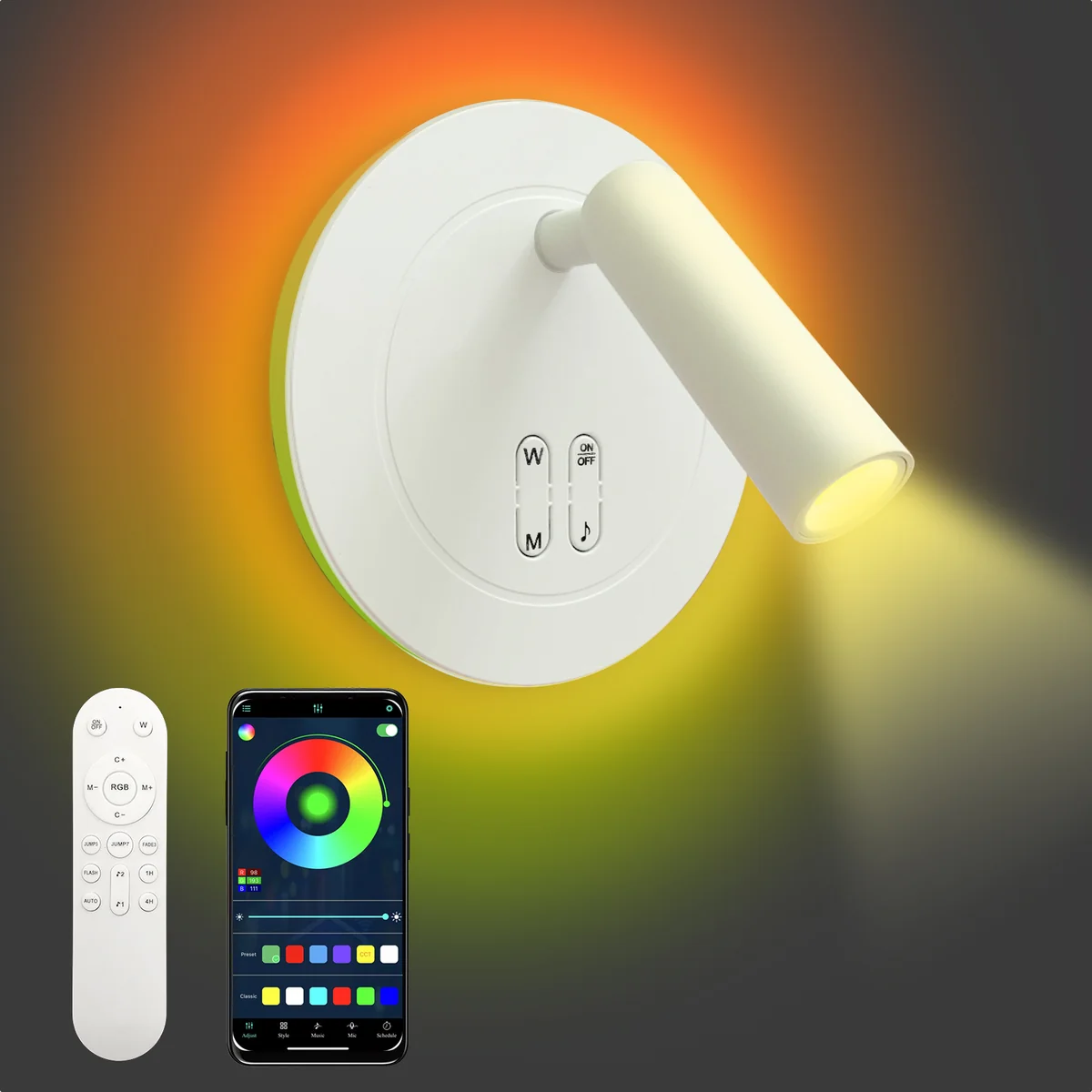 لد جداري شكل دائري اناره RGB مع سبوط لايت اناره شمسي سمارت  - 2